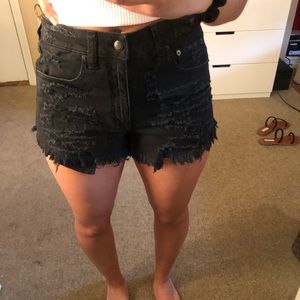 Black jean shorts
